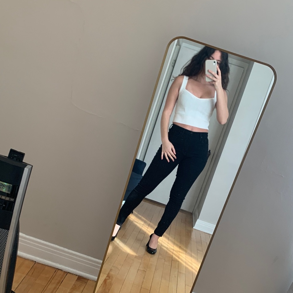 Dynamite White Crop Ribbed Top